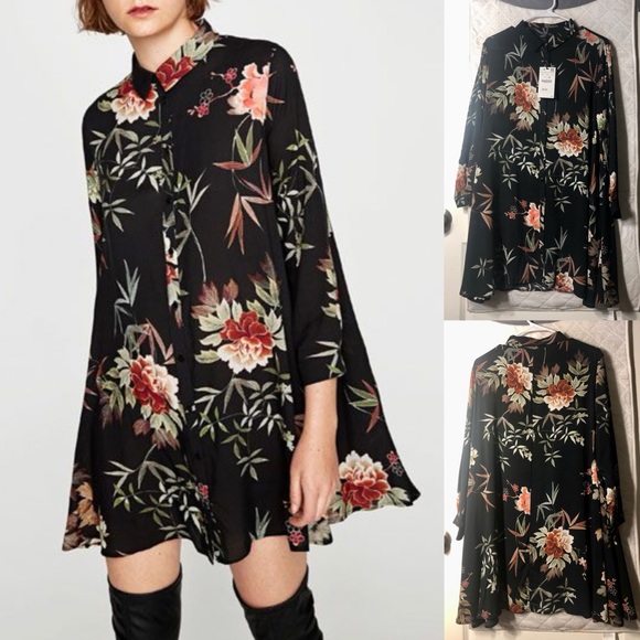 SOLD OUT LAST NWT ZARA FLORAL MINI DRESS - Picture 1 of 7